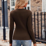 Nadorine Long Sleeve T Shirts Casual V Neck Ribbed Tunic Tops