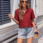 Nadorine Short Sleeve Button Down Shirt Casual Loose Fit Blouses