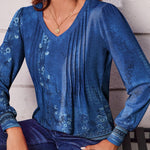 Nadorine Blouse Women's Elegant Tunic Long Sleeve V-Neck Blouses (DE Only)