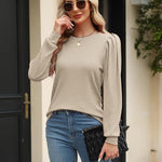 Nadorine Women's Knit Pullover Sweater Soft Puff Long Sleeve Shirt