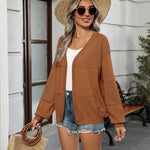 Nadorine Cardigan Long Sleeve Crochet Shrug Soft Knit Sweater