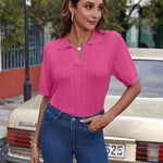 Nadorine Women Short Sleeve Sweater Pullover Polo Tops