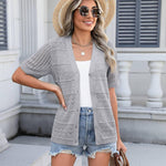 Nadorine Short Sleeve Crochet Cardigan Button up Bolero Shrug Sweater