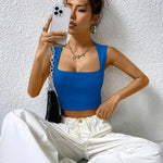 Nadorine Square Neck Ribbed Tank Tops