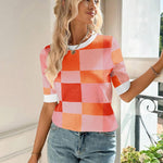 Nadorine Short Sleeve Sweater Crew Neck Dressy Casual Soft Knit Tops
