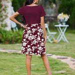 Nadorine Casual Dress Floral Patchwork Dress with Pockets