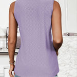 Nadorine Sleeveless Eyelet Shirts High Neck Top
