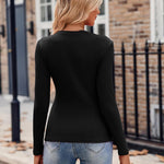 Nadorine Long Sleeve T Shirts Casual V Neck Ribbed Tunic Tops