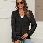 Nadorine Women's Lightweight Crochet Cropped Cardigan