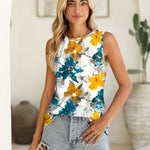 Nadorine Summer Tank Top for Women Pleated High Neck Tops