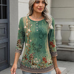 Nadorine 3/4 Length Sleeve Women Tops Blouses