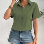 Zeagoo Womens Button Down Linen Shirt Short Sleeve Cotton Blouse