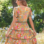 Nadorine Summer Tiered Mini Dress with Pockets Ruffle Sleeve Dress