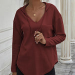 Nadorine Women's Hoodie Long Sleeve V Neck Pullover Tops (DE Only)