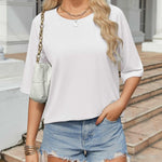 Nadorine Oversized Loose Fit Short Sleeve Striped Tops