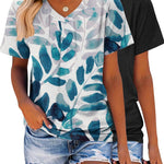 Nadorine 2 Pack Short Sleeve Shirts Casual Soft V Neck Basic Tee