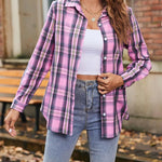Nadorine Flannel Shirt Women Button Down Long Sleeve Plaid Shirts