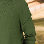 Nadorine Women's Crew Neck Cropped Sweater Long Sleeve Knit Tops
