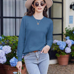 Nadorine Women's Knitted Jumper Elegant Crew Neck Pullover