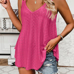 Nadorine Flowy Strap Eyelet Embroidery Sleeveless Casual Tank Top