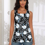 Nadorine Tank Tops Square Neck Loose Fit Side Split Flowy Shirts