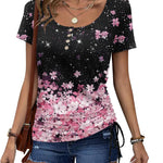 Womens Tops Short Sleeve Summer Henley Shirts