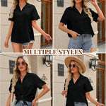 Nadorine Blouse Shirt Blouse Short Sleeve 100% Cotton Shirts (DE Only)