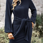 Nadorine Women's Casual Knit Dress Long Sleeve Bodycon Dress