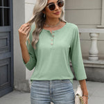 Nadorine 3/4 Length Sleeve Women Tops Blouses
