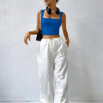 Nadorine Square Neck Ribbed Tank Tops