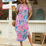 Nadorine Maxi Dress with Pockets Short Sleeve Sundress