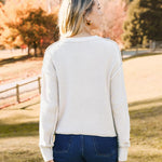 Nadorine Women's Crew Neck Cropped Sweater Long Sleeve Knit Tops