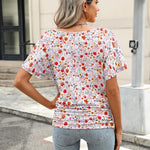Nadorine Women's Short Sleeve Shirts V Neck Blouse