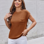 Nadorine Sleeveless Cape Sleeve Knit Ribbed Tank Tops
