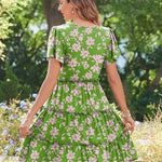 Nadorine Summer Tiered Mini Dress with Pockets Ruffle Sleeve Dress