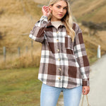 Nadorine Women Flannel Shacket Jacket Plaid Button Down Shirt