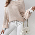 Nadorine Sweater Casual Long Sleeve Color Block Loose Pullover