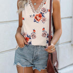 Nadorine Women V Neck Lace Tank Tops