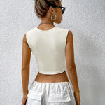 Nadorine Square Neck Ribbed Tank Tops