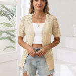 Nadorine Women's Short Sleeve Cardigan V-Neck Button up Sweater
