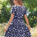 Nadorine Summer Tiered Mini Dress with Pockets Ruffle Sleeve Dress