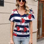Nadorine Women's Short Sleeve Shirts V Neck Blouse