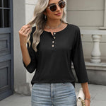 Nadorine 3/4 Length Sleeve Women Tops Blouses