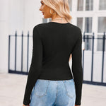 Nadorine Women Long Sleeve T Shirts Crewneck Basic Knit Tops