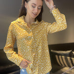 Nadorine Cotton Button Down Shirts Long Sleeve V Neck Tops