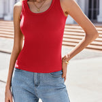 Nadorine Women's Scoop Neck Ribbed Knit Tank Tops