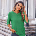 Nadorine Loose Short Sleeve Tunic Tops Crochet Knit Pullover Sweater
