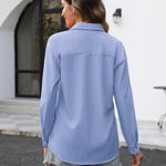 Nadorine Button Down Shirts Loose Fit Striped Long Sleeve Fall Blouse