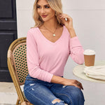 Zeagoo Womens T Shirts Long Sleeve V Neck Basic Tee