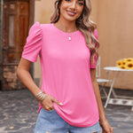 Nadorine Blouse Dressy Casual Puff Short Sleeve Boho Tops